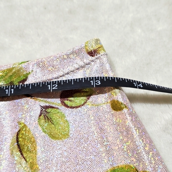 Treasure The Funk ✦ Pink Rose Mini Skirt ✦ Sparkly Bodycon High Waist Metallic M - Picture 10 of 13